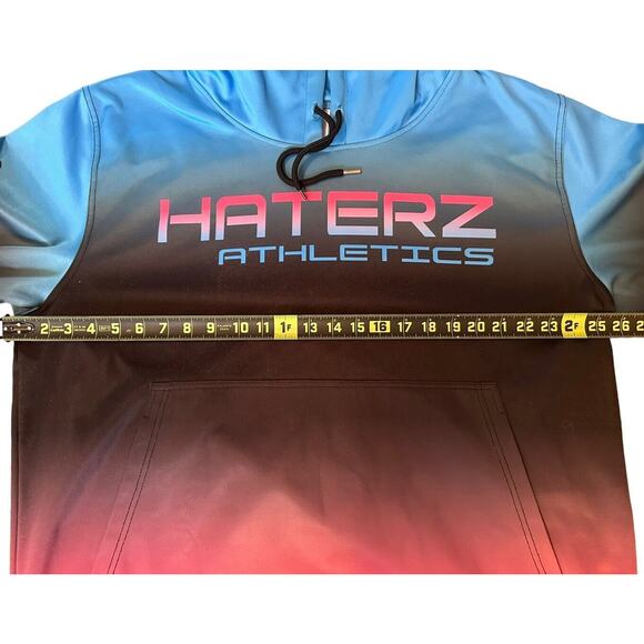 VTG Haterz Athletics Neon 80s Vibes Airbrush Pull Over Hoodie Skull Sz XXL - Picture 5 of 11